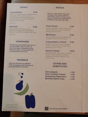 Menu August 2024 at Emmi's Kitchen - Glockenbach in Munich