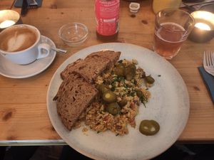 Scrambled tofu with extra jalapenos at Emmi's Kitchen - Glockenbach in Munich