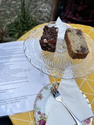 Rocky road - yum banana loaf - not so yum  at Scarlett's Vintage Tea Rooms in Knaresborough