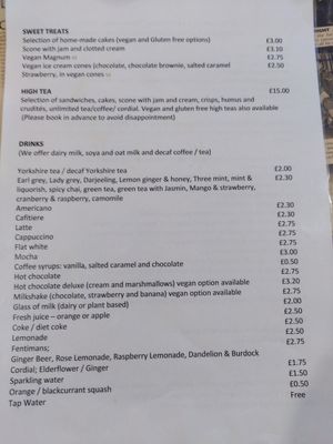 Menu page 2 (November 2022) at Scarlett's Vintage Tea Rooms in Knaresborough