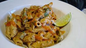 Bang Bang penne at Maxwells Cafe Bar in Clitheroe