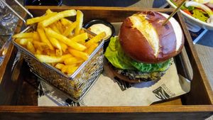 Mushroom burger at Maxwells Cafe Bar in Clitheroe