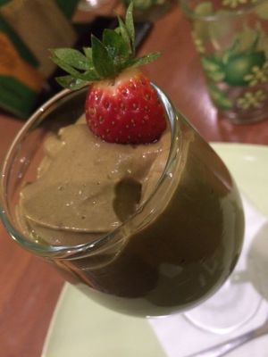 avocado chocolate mousse  at Xela Green in Quetzaltenango