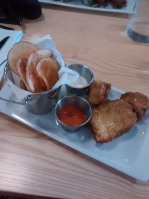 Vegan fish and chips  at Lincoln Street Food in Lunenburg