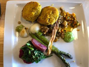 Quinoa cakes at Lincoln Street Food in Lunenburg