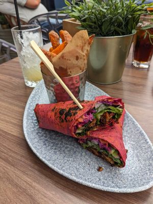 Onion bhaji wrap at Banyan Bar & Kitchen in Manchester