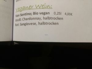 vegan wine at Laudis Sauerlandstuben in Meschede