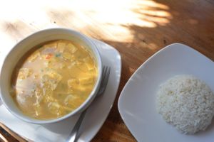 Tofu Curry with rice. at Bali Maitreya Cafe in Lembongan