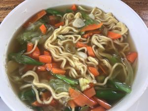 vegetable noodle soup :) at Bali Maitreya Cafe in Lembongan