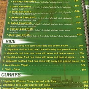 menu at Bali Maitreya Cafe in Lembongan