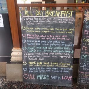 menu at Bali Maitreya Cafe in Lembongan