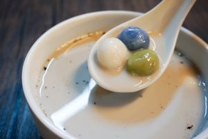 Glutinous Rice Ball with Black Soya Milk at Yun Shui Ge Vegetarian House - Lebuh Armenian in Penang