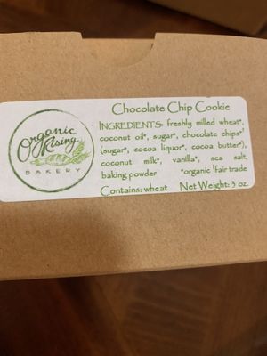 Chocolate chip cookie at Organic Rising Bakery in Malabar