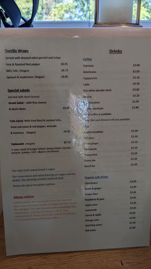 Menu at The Sanctuary of Healing in Blackburn