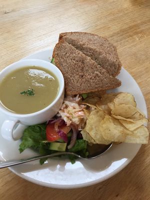 Artichoke soup and veggie sandwich  at The Sanctuary of Healing in Blackburn