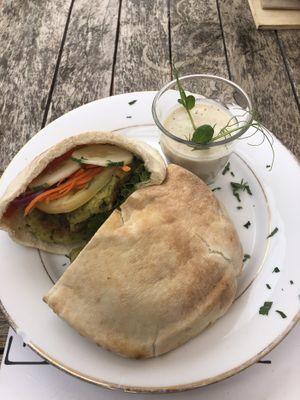 Falafel pita at Hofi Cas Cora in Willemstad