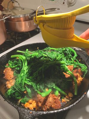 As requested: beyond meat sausage with broccoli rabe and white beans at SunShine Cafe - Front St in Keyport