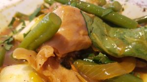 vegan chicken pumpkin green beans & rice  at Traffic in Amsterdam