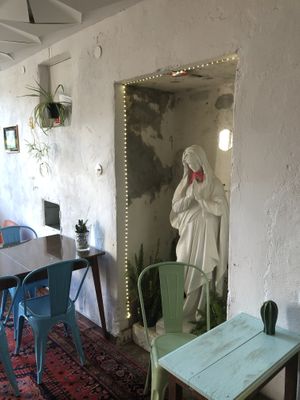 The statue of Virgin Mary in the cafe at LAS in Sopot