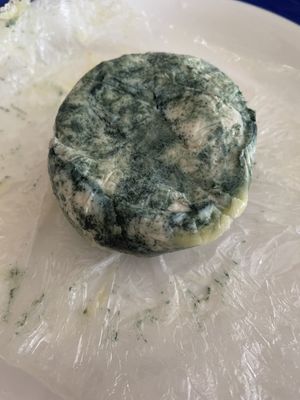 Spirulina cheese at Vtopia Market in Rishon Letsiyon