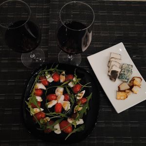 Vtopia mozzarella salad and cheese plate 🤤 at Vtopia Market in Rishon Letsiyon