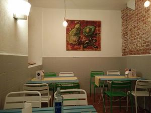 under floor at Pura Vida Vegan Bar in Madrid