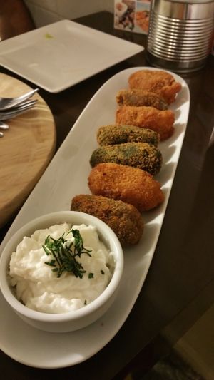 Croquettes at Pura Vida Vegan Bar in Madrid