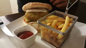 Burger  at Pura Vida Vegan Bar in Madrid