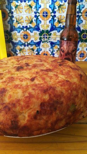 Tortilla de patatas vegana at Pura Vida Vegan Bar in Madrid