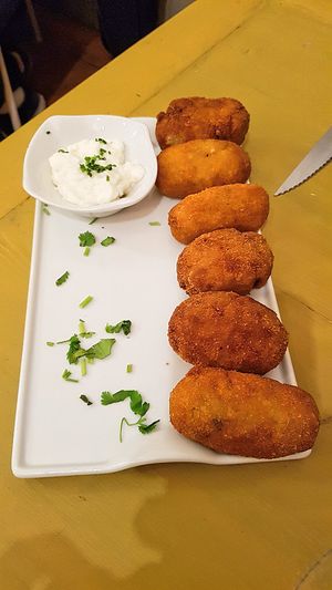 Croquetas at Pura Vida Vegan Bar in Madrid