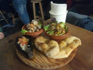 Combined dish at Pura Vida Vegan Bar in Madrid