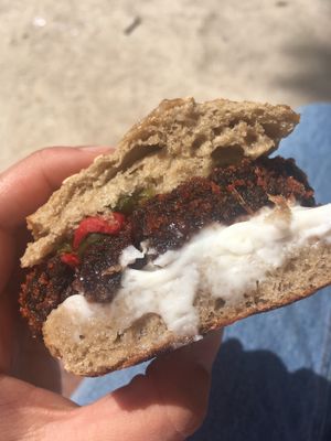 Seitan sandwich at Pura Vida Vegan Bar in Madrid