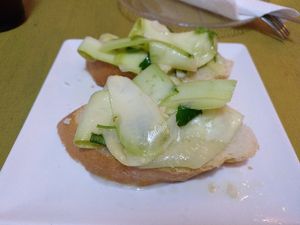 Free raw tapa at Pura Vida Vegan Bar in Madrid