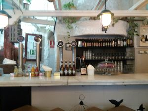 Inside at Pura Vida Vegan Bar in Madrid