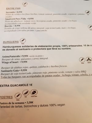 Pajina 2 del menú  at Pura Vida Vegan Bar in Madrid
