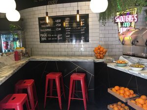 Seating inside at Magic Falafel in North West London