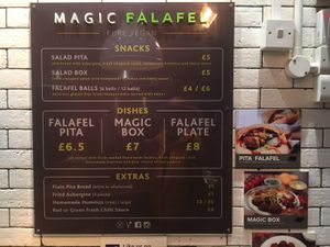 The menu at Magic Falafel in North West London