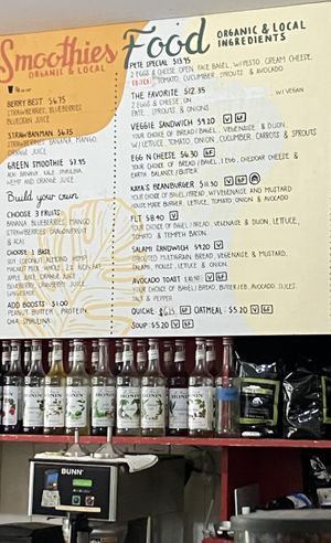 Clearly marked vegan options!  at Kaya's in Kawanui