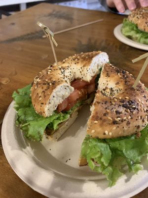 FLT on everything bagel   at Kaya's in Kawanui