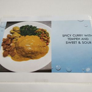 Spicy curry with tempeh and sweet and sour at Vegan Buffet in Hamilton