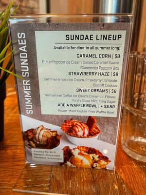Sundae menu   at Virtuous Pie  in Vancouver
