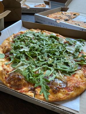 Sgt. Pepperoni - spicy and sweet yum!  at Virtuous Pie  in Vancouver