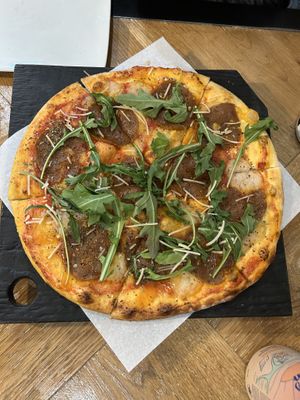 Sgt. Pepperoni pizza  at Virtuous Pie  in Vancouver