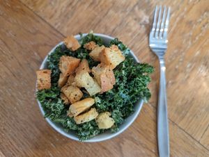 Kale Caesar side salad at Virtuous Pie  in Vancouver