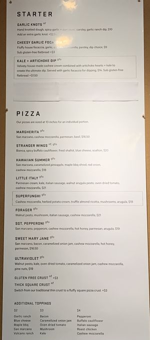 Menu   at Virtuous Pie  in Vancouver