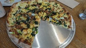 Breakfast Pizza at Virtuous Pie  in Vancouver