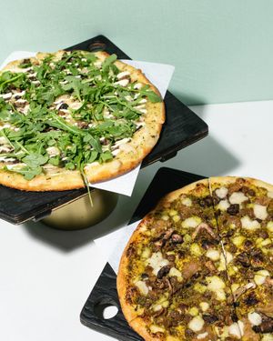 Superfunghi Pizza & Forager Pizza at Virtuous Pie  in Vancouver