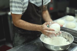 Pizza dough made fresh in house daily  at Virtuous Pie  in Vancouver