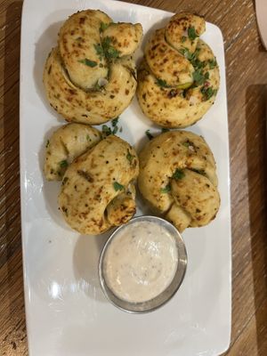 Garlic knots. Just the right amount of kick. Not too hot with the pepper flakes    at Virtuous Pie  in Vancouver