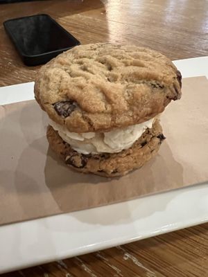 Ice cream sandwich with caramel apple ice cream    at Virtuous Pie  in Vancouver